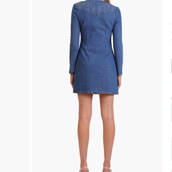 Avec les filles western embroidered denim mini dress - Picture 3 of 16